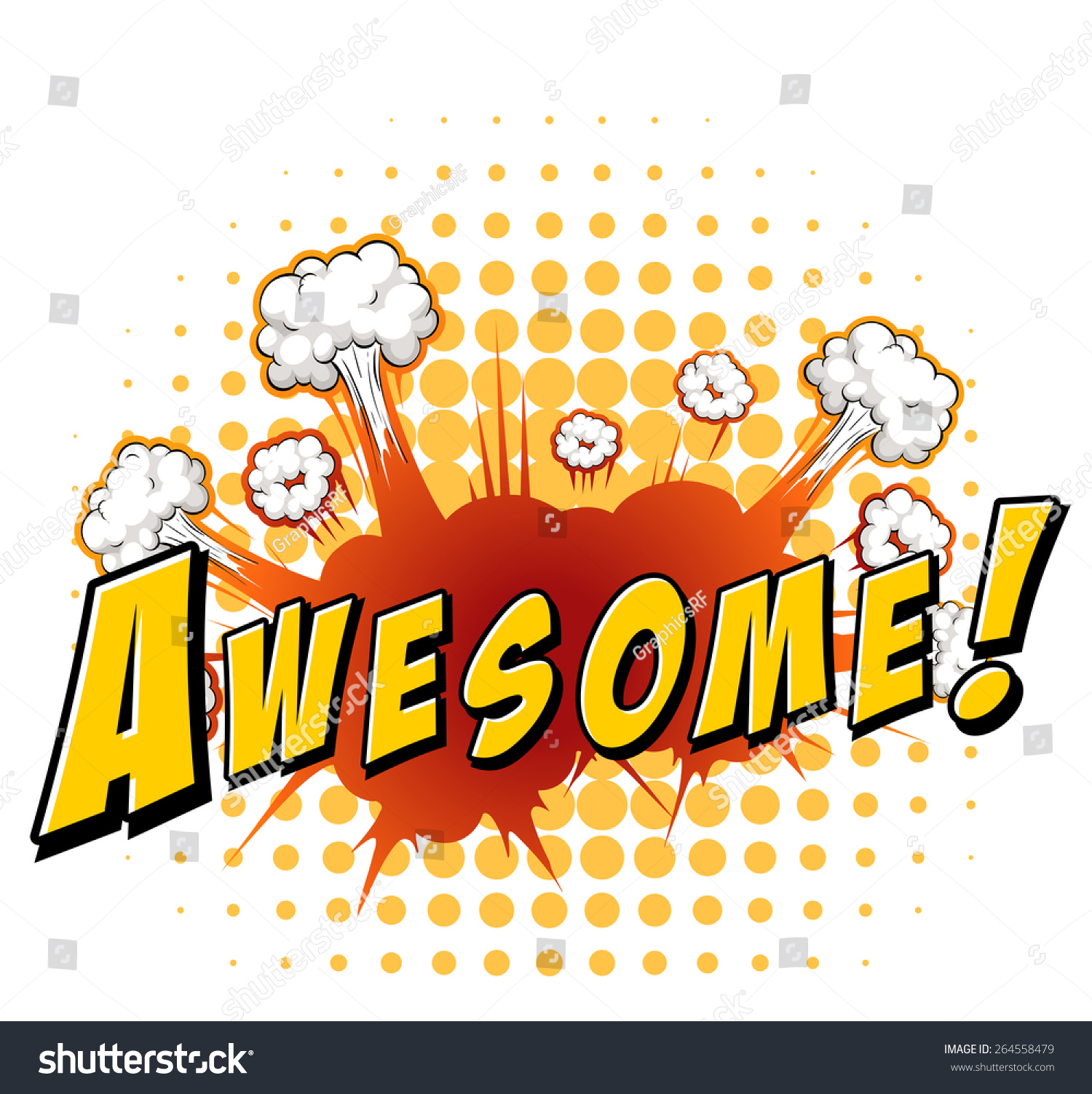 Word Awesome With Explosion Background Stock Vector 264558479