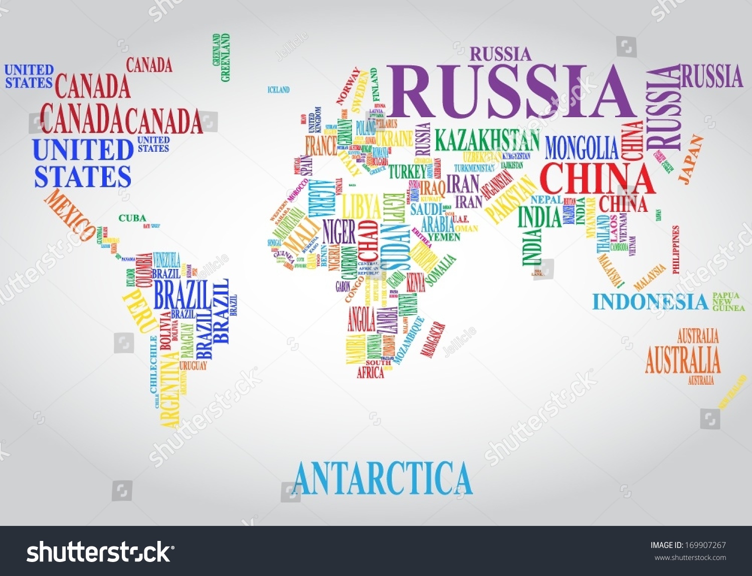 Word Cloud World Map Stock Vector Illustration 169907267 : Shutterstock