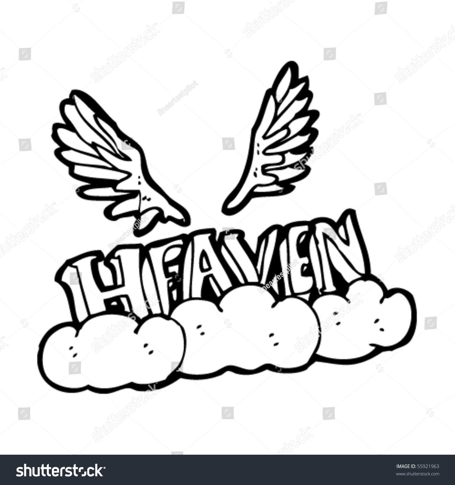 Word "Heaven" Cartoon Stock Vector Illustration 55921963 : Shutterstock