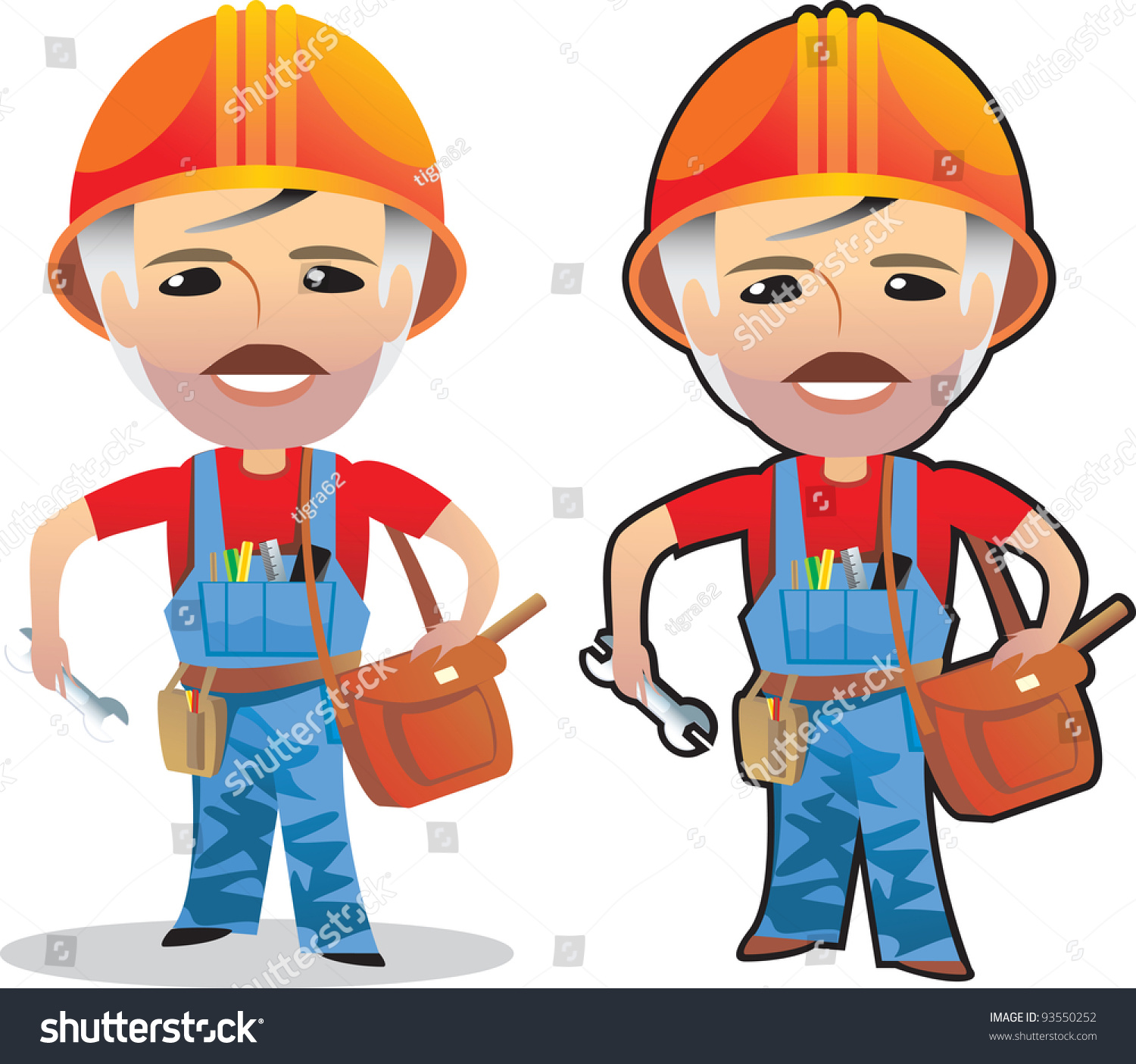 Worker Man Cartoon Isolated Stock Vector Illustration 93550252