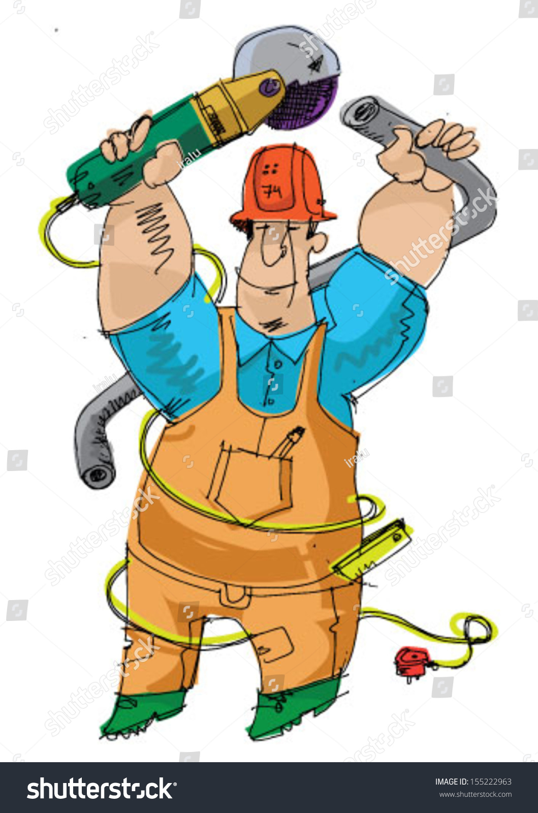 Worker Grinder Stock Vector 155222963 - Shutterstock