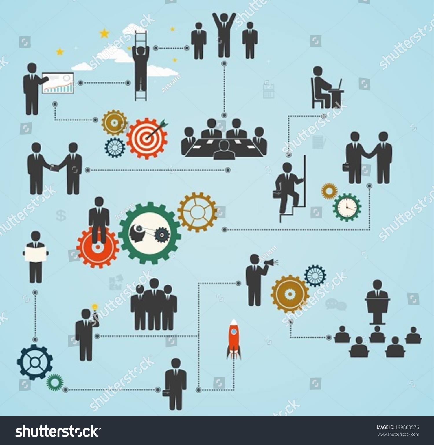 Workforce Team Working Business People Motion Stock Vector Royalty