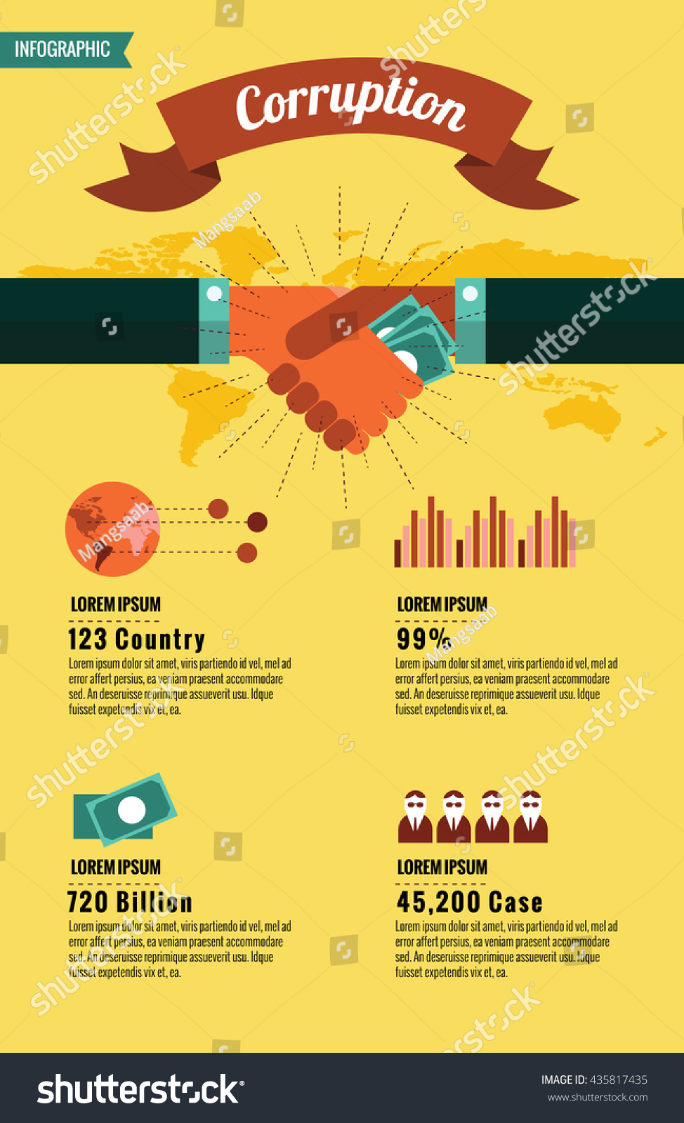 World Corruption Infographic Flat Design Element Vector Illustration