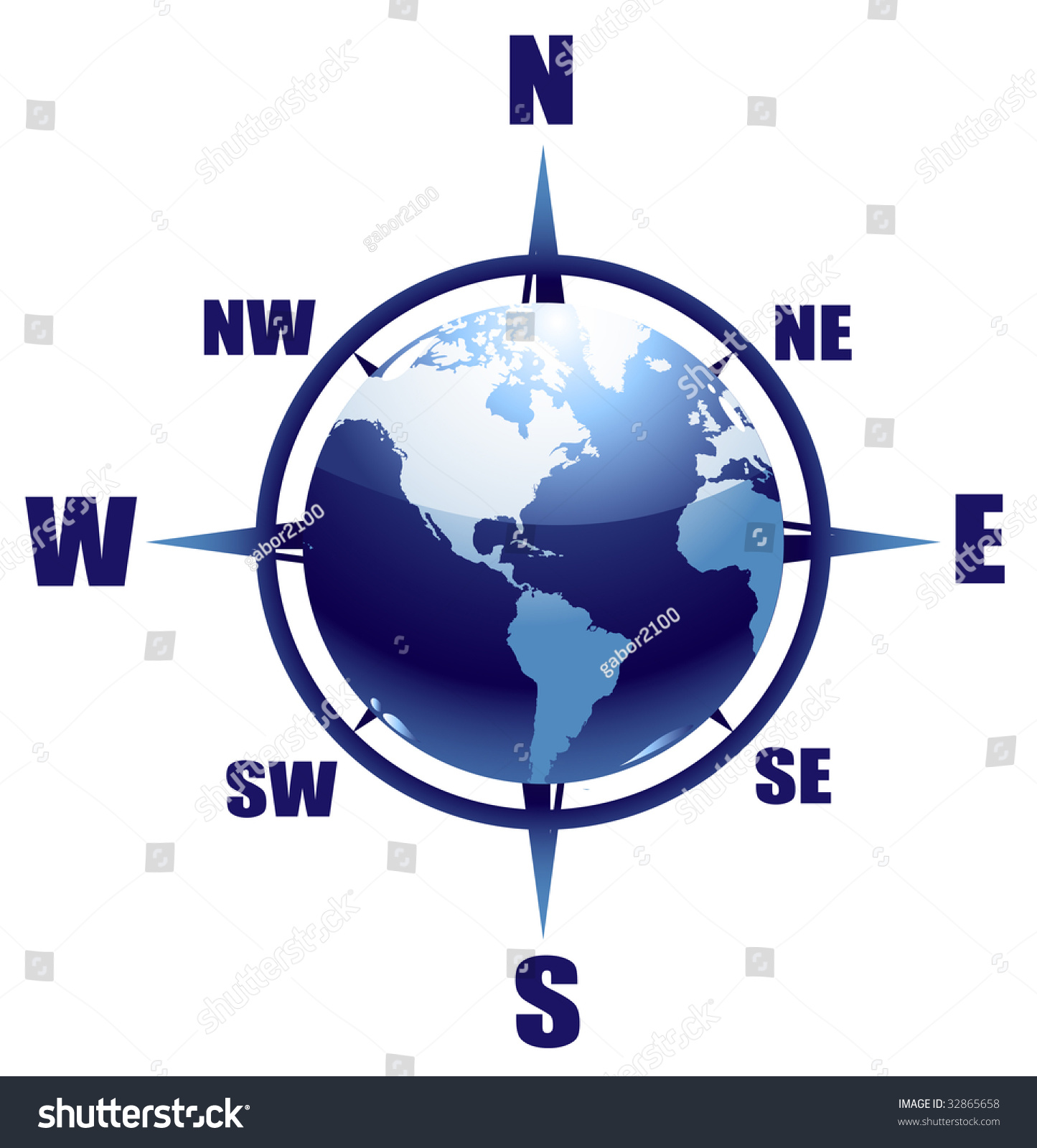 World Globe Compass Vector Illustration Stock Vector 32865658 ...