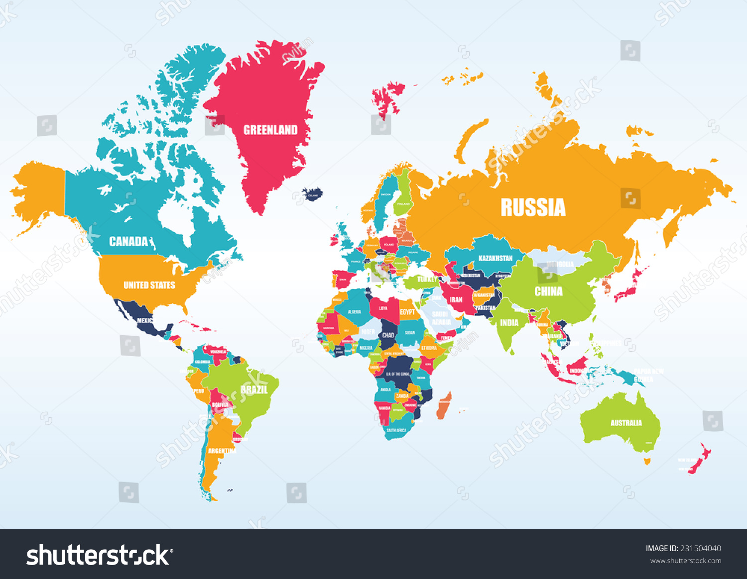 World Map-Countries Stock Vector Illustration 231504040 : Shutterstock