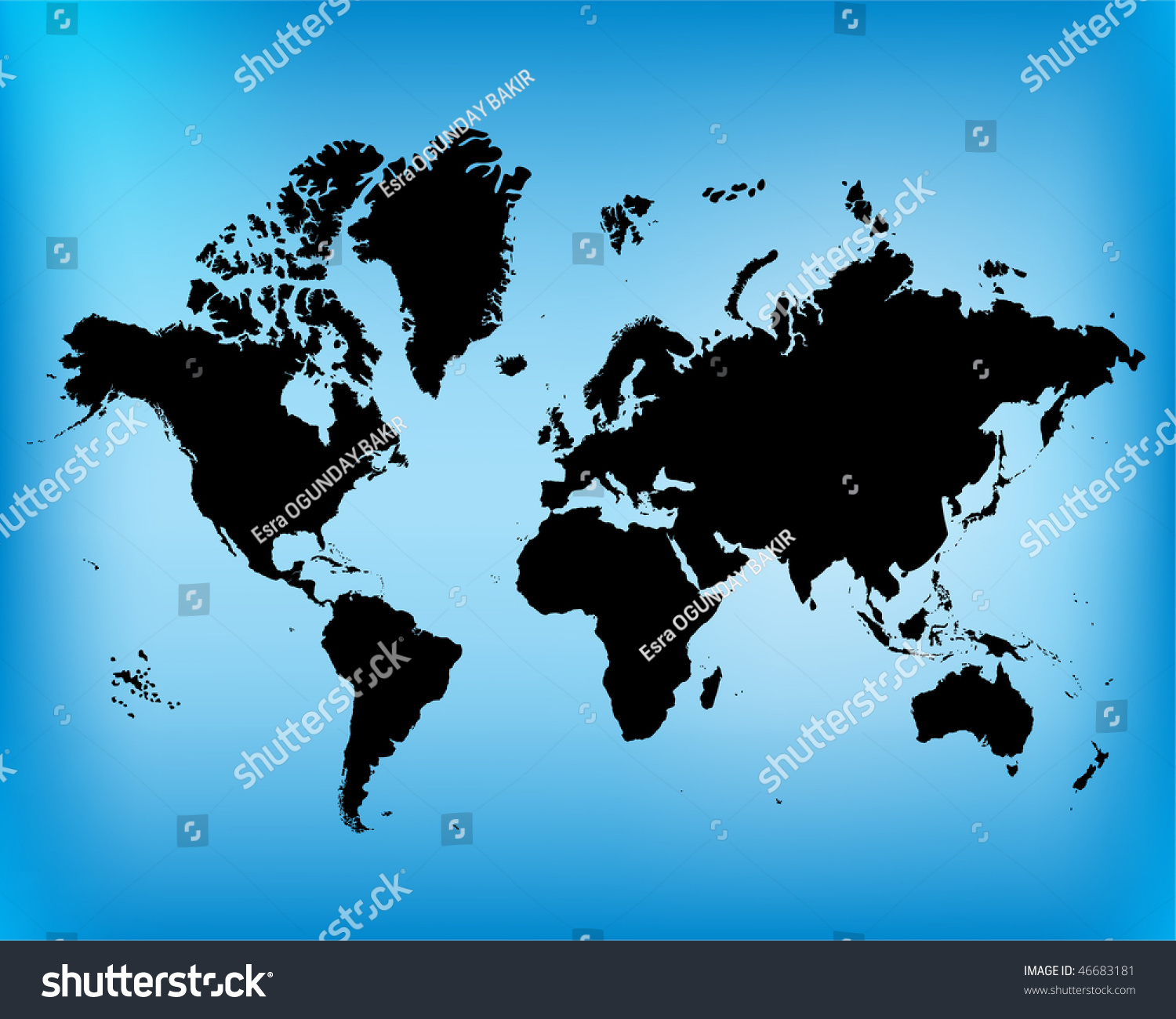 World Map Silhouette Stock Vector Illustration 46683181 Shutterstock