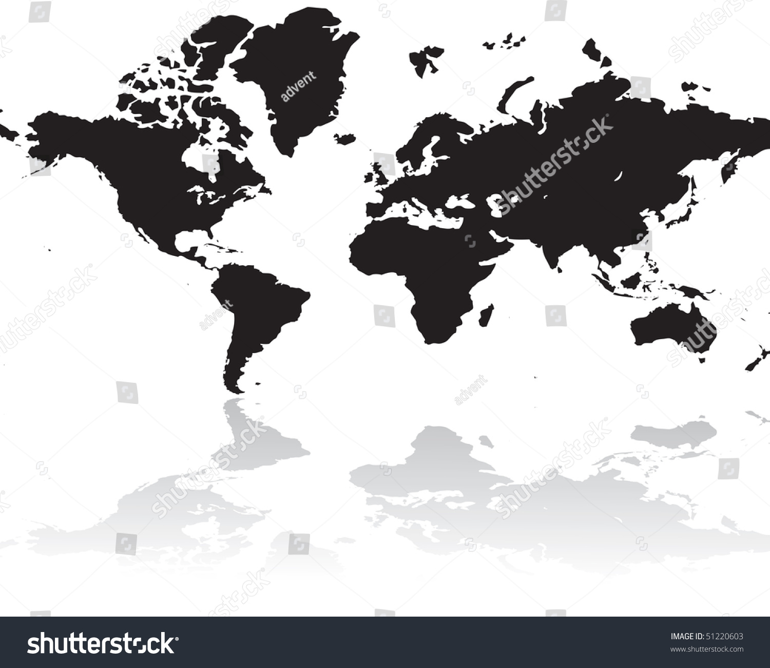World Map Silhouette Isolated On White Background Stock Vector