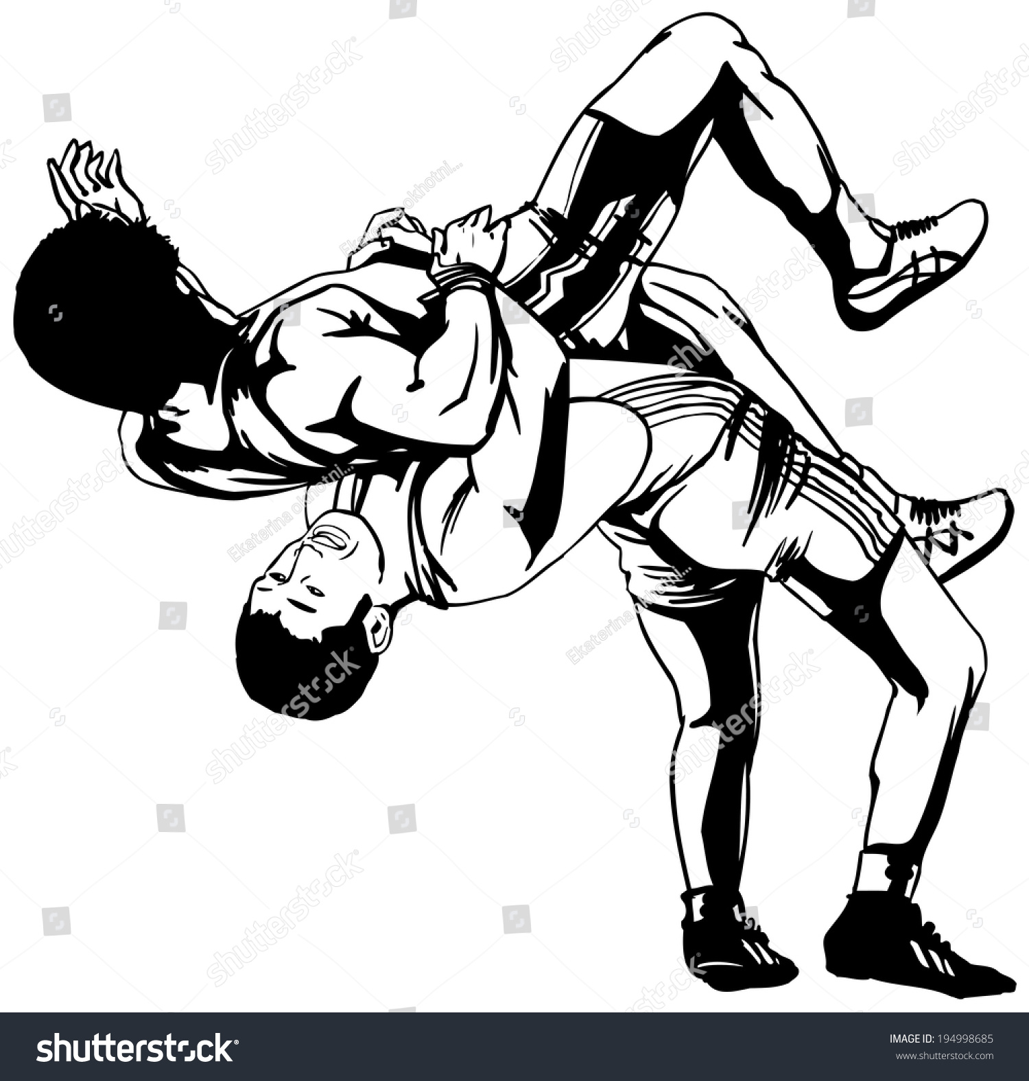 Wrestling Stock Vector Illustration 194998685 : Shutterstock