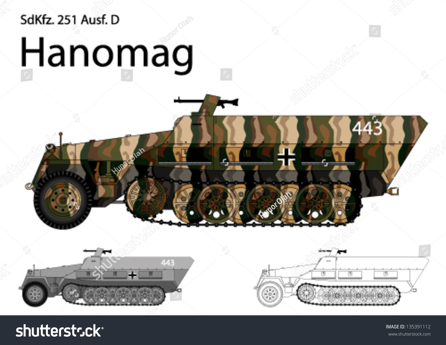 Ww2 German Sdkfz 251 D Troop Stock Vector 135391112 Shutterstock