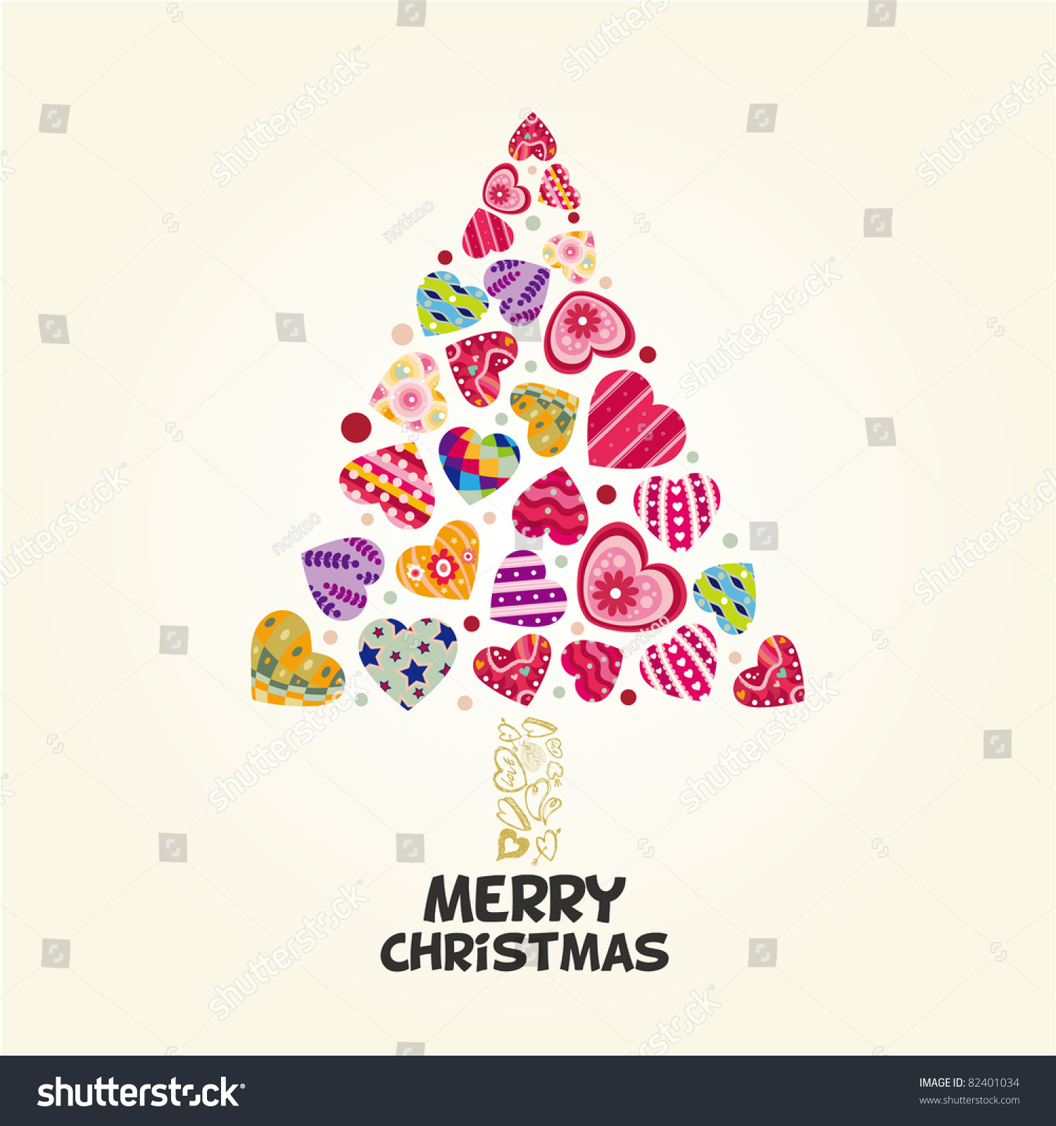 Xmas Tree Of Love Heart Stock Vector Illustration 82401034 : Shutterstock