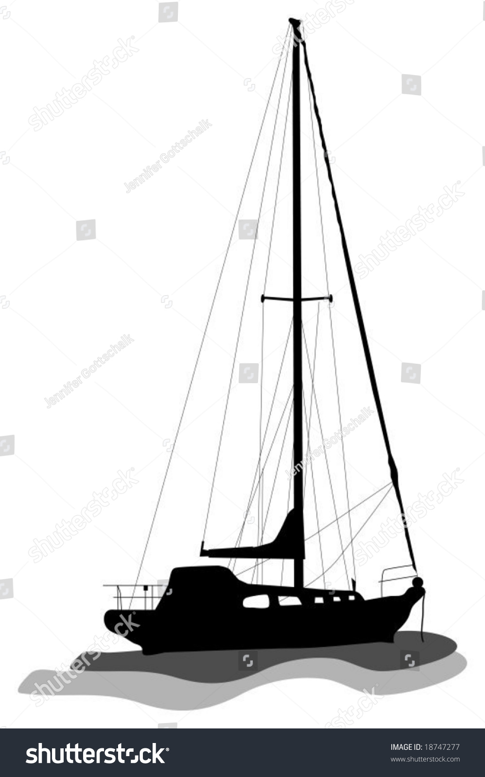 Yacht Silhouette Vector 18747277 Shutterstock