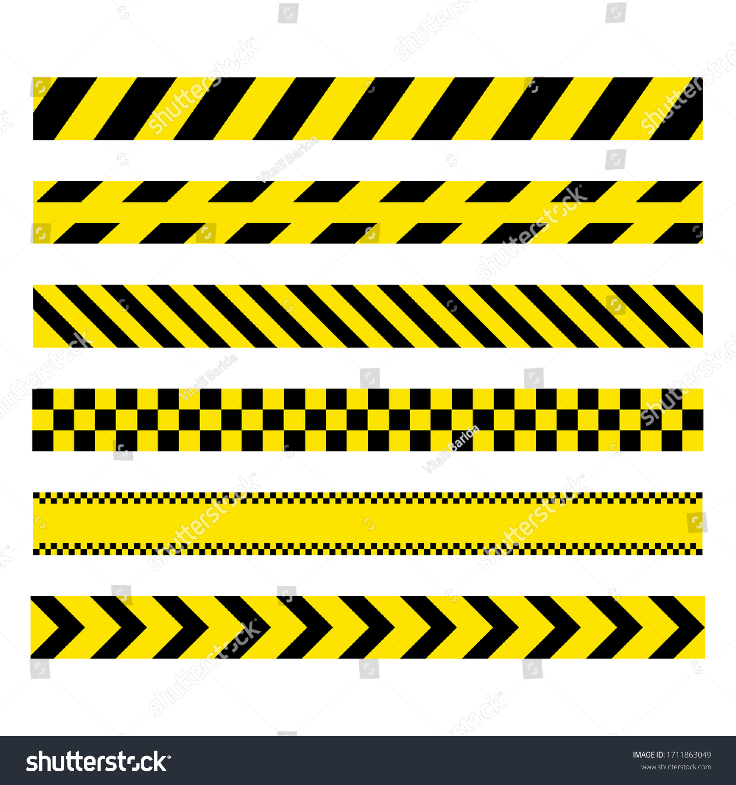 Yellow Black Set Stripes Barricade Construction Stock Vector Royalty