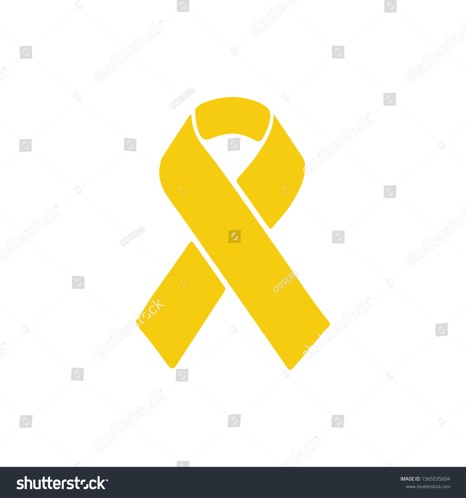 Yellow Awareness Ribbon On White Background Stock Vector Royalty Free