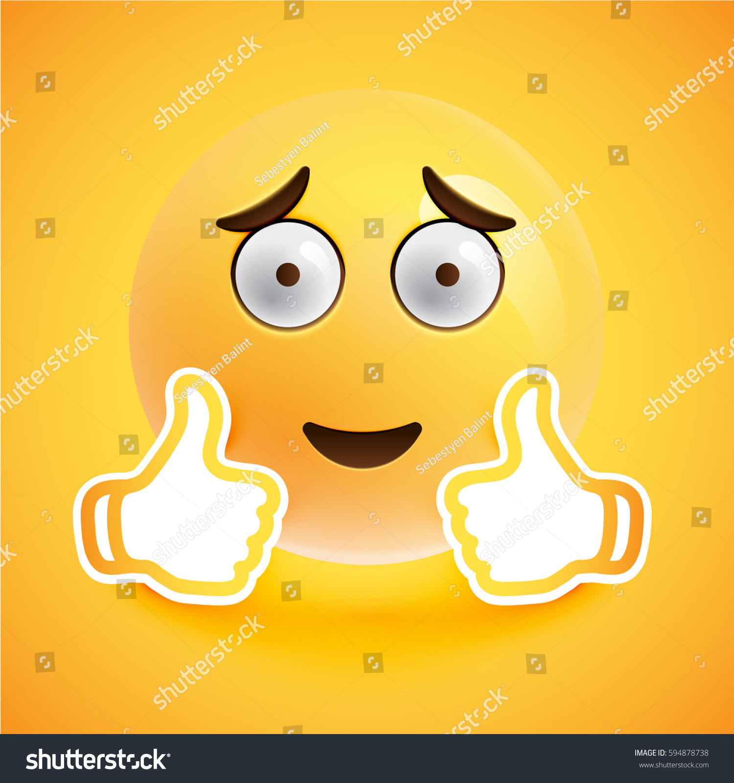 Vektor Stok Yellow Realistic Emoticon Smiley Face Thumbs Tanpa Royalti The Best Porn Website