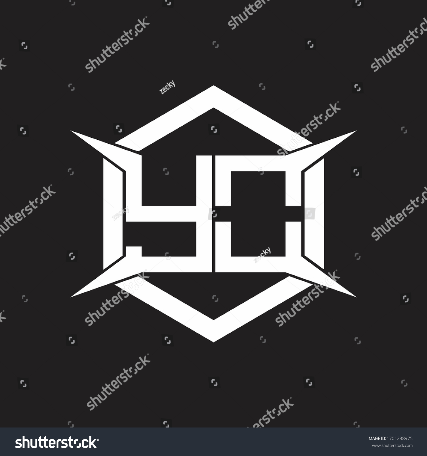 Yo Logo Monogram Hexagon Four Taper Stock Vector Royalty Free