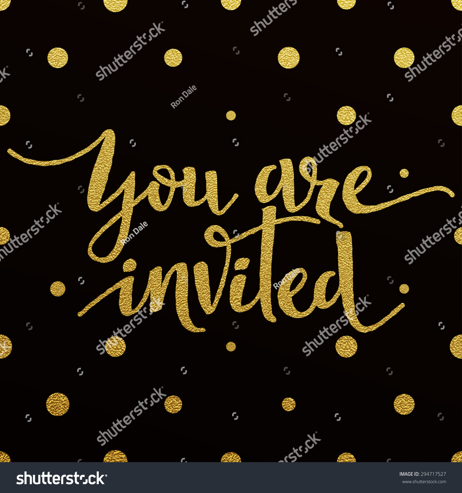 You Invited Gold Glittering Lettering Design Stock Vector 294717527 ...