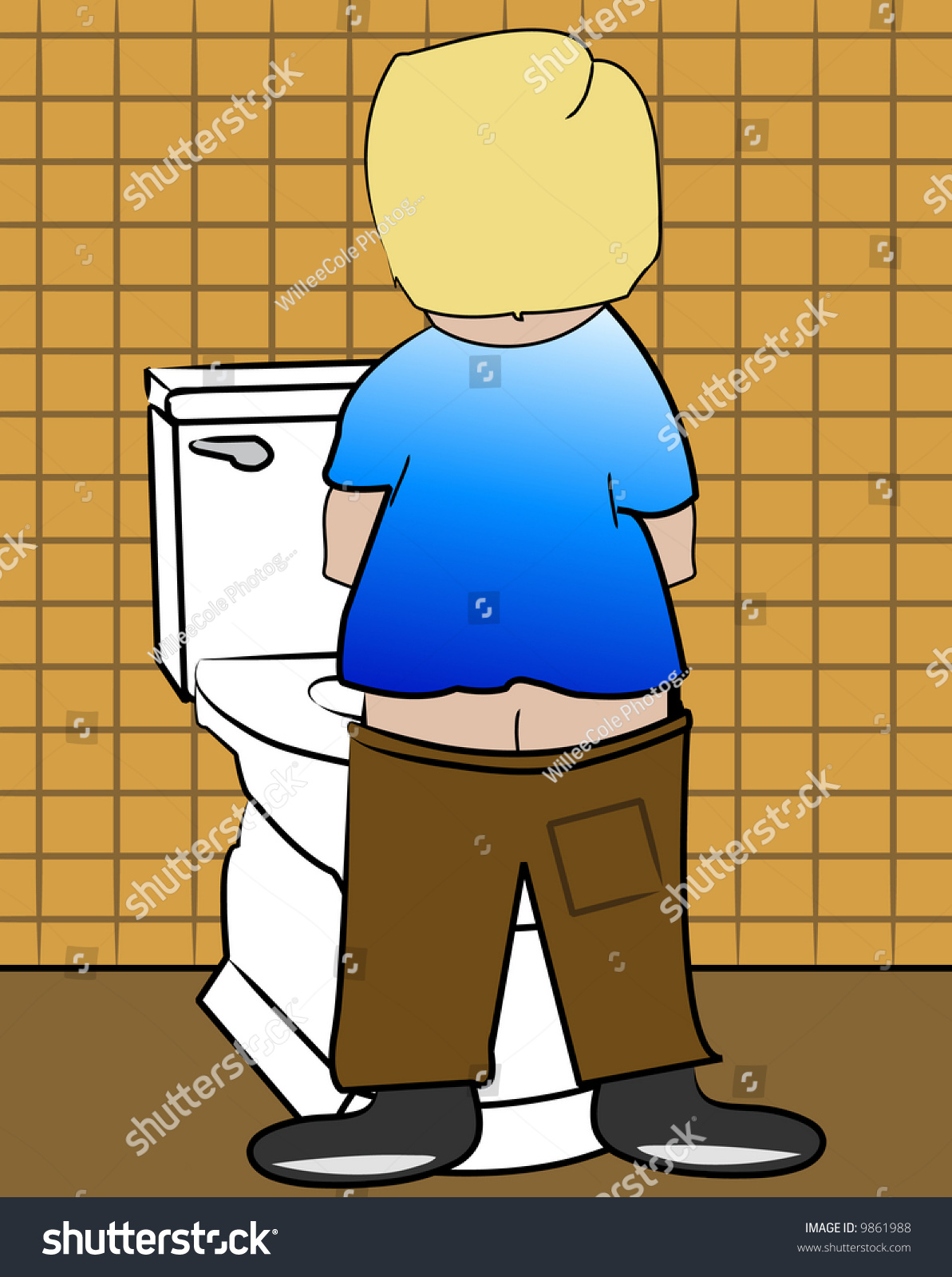 Young blonde peeing in toilet