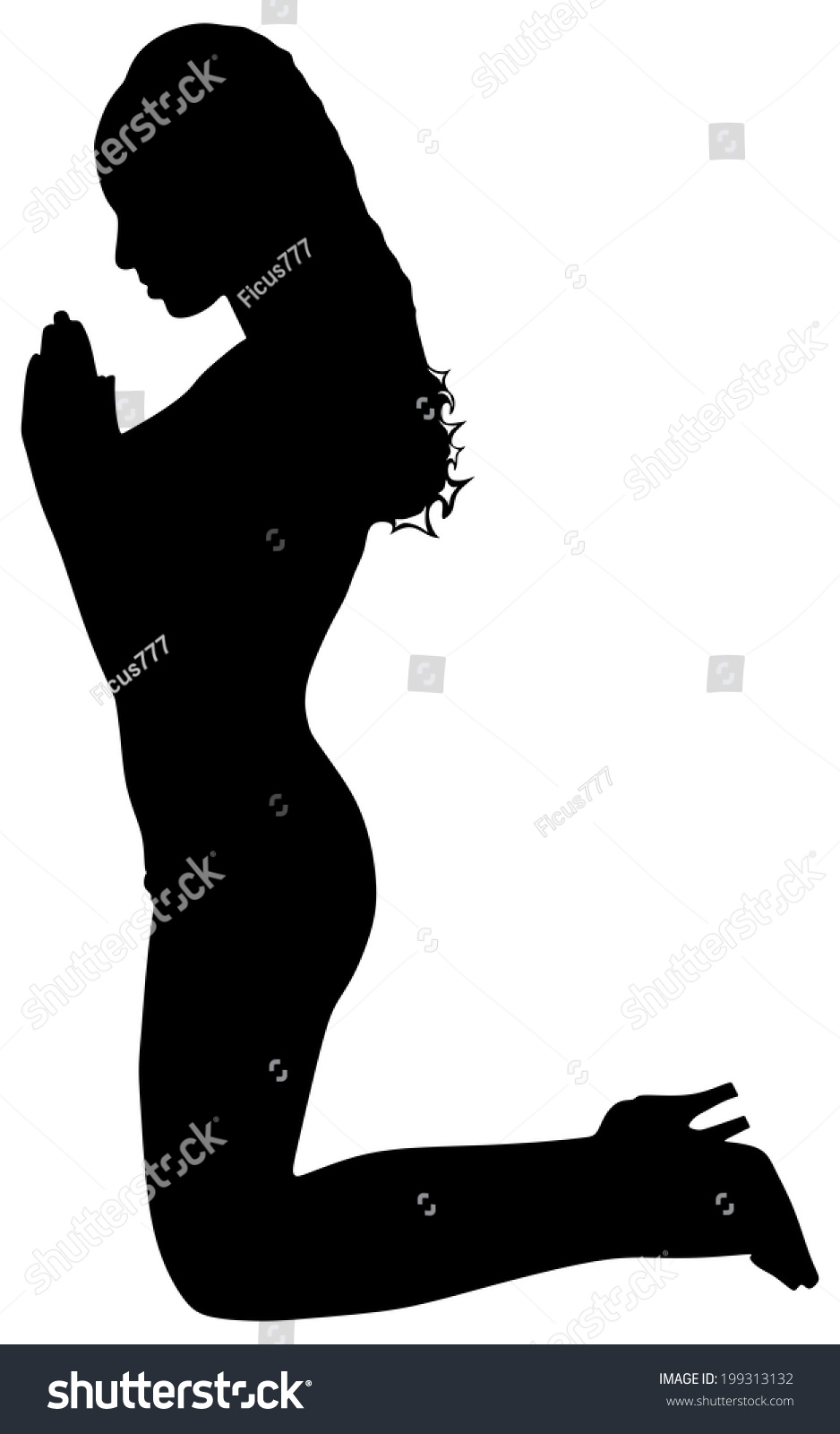 Young Woman Praying Vector Stock Vector 199313132 - Shutterstock