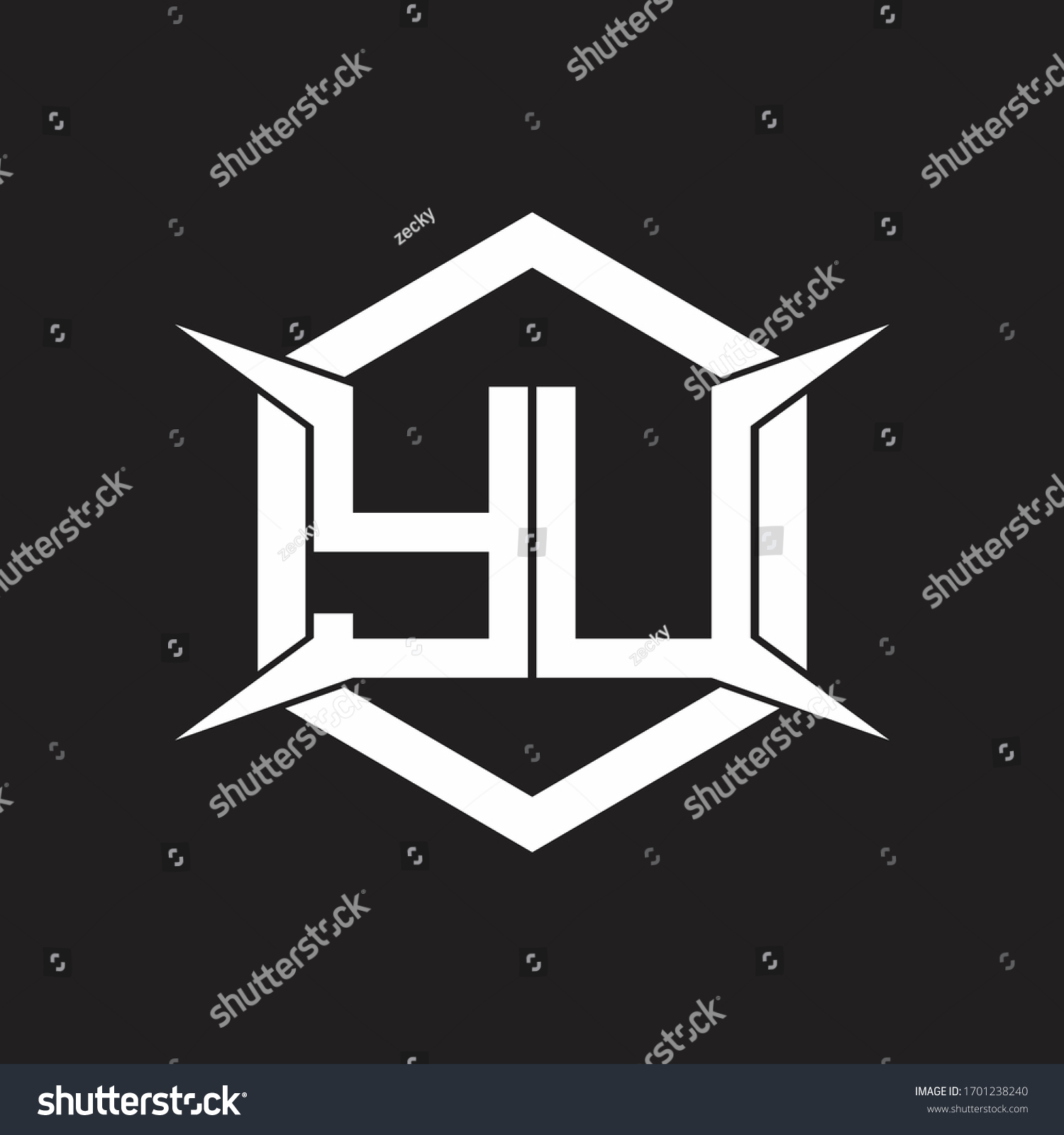 Yu Logo Monogram Hexagon Four Taper Stock Vector Royalty Free 1701238240