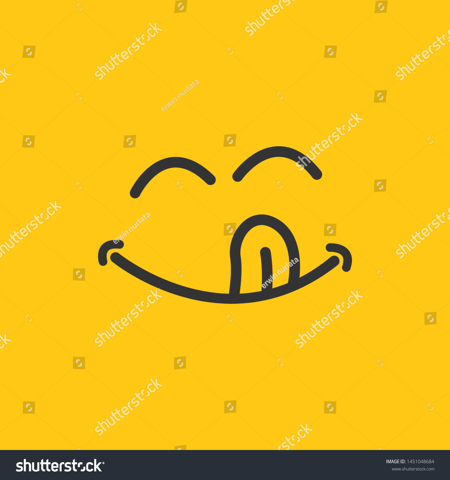 Yummy Smile Vector Cartoon Line Emoticon Stock Vector Royalty Free