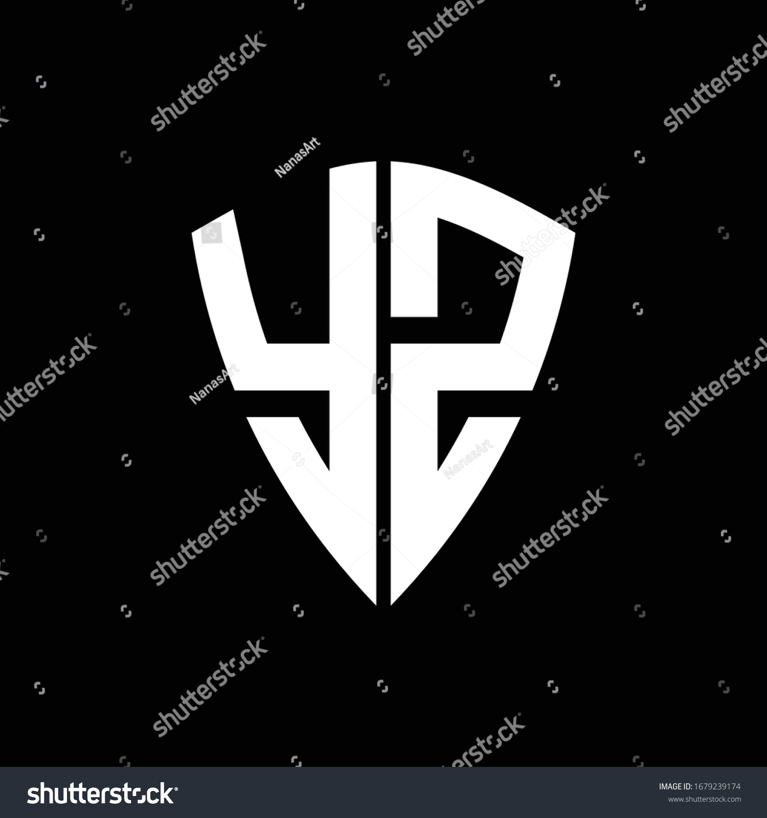 Yz Logo Monogram Shield Shape Design Stock Vector Royalty Free