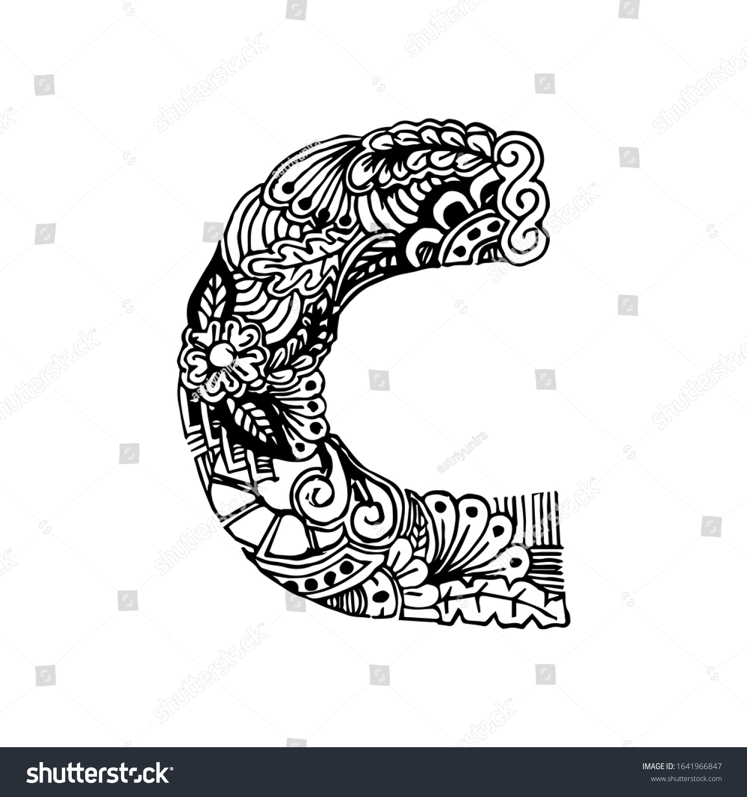 Zentangle Stylized Alphabet Letter C Doodle Stock Vector Royalty Free