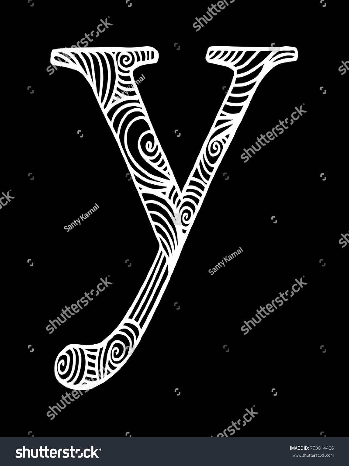 Zentangle Stylized Alphabet Letter Y Doodle Vector De Stock Libre De