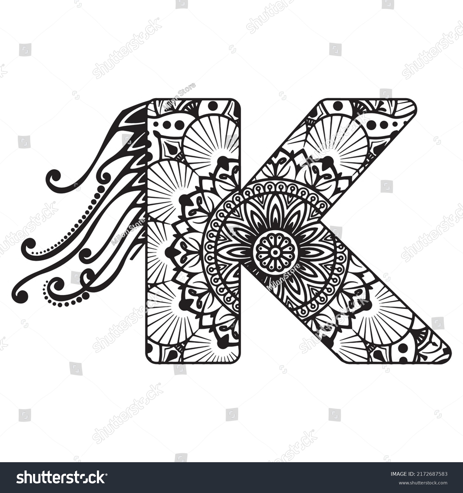 Zentangle Stylized Alphabet Mandala Letter Vector Stock Vector Royalty