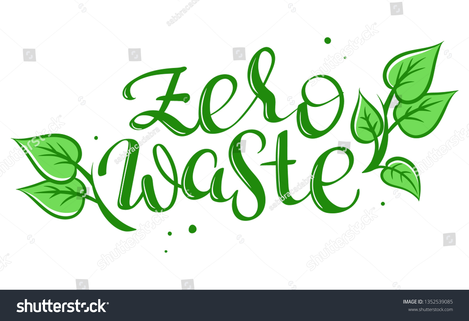 Zero Waste Handwritten Vector Lettering Words Arkivvektor Royaltyfri