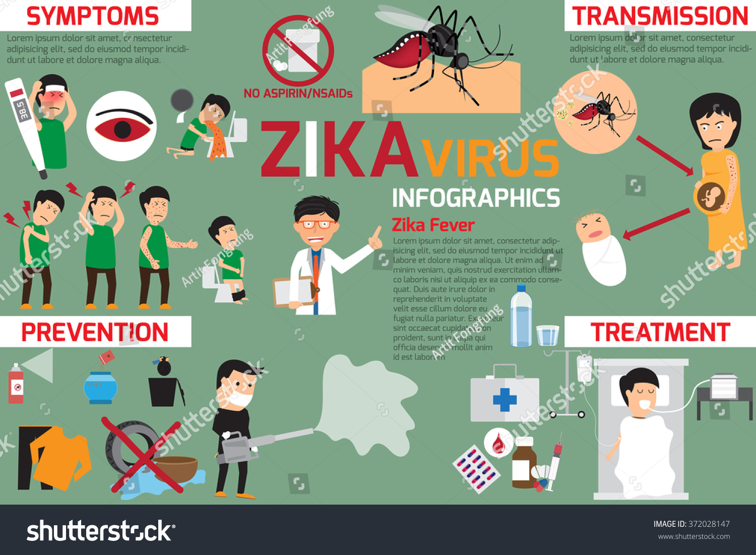 Zika Virus Fever Infographic. Transmission Prevention Symptoms And ...