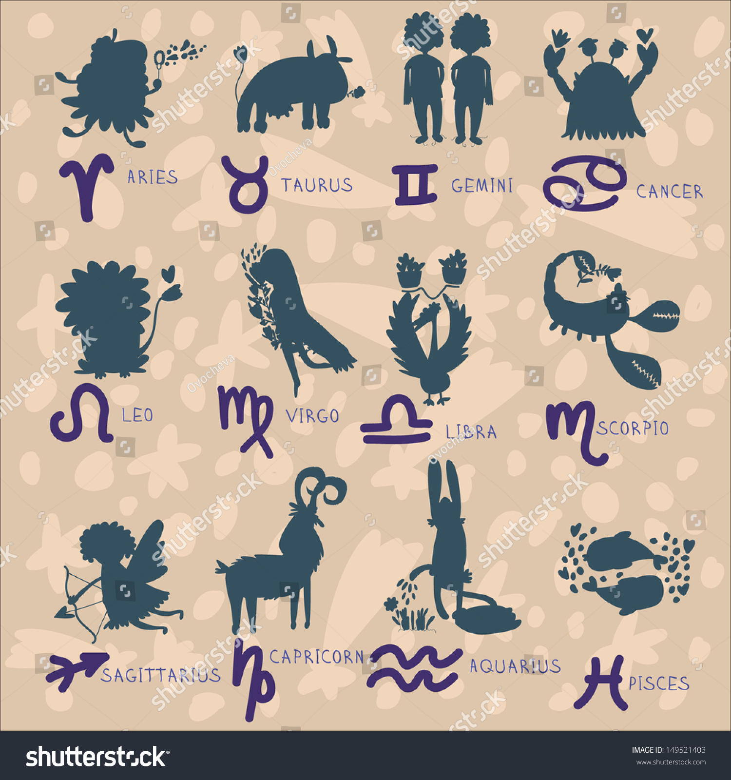 Zodiac Signs Zodiac Black Silhouettes Set Of Zodiac Signs Stylized Icons Of Zodiac Signs 3422