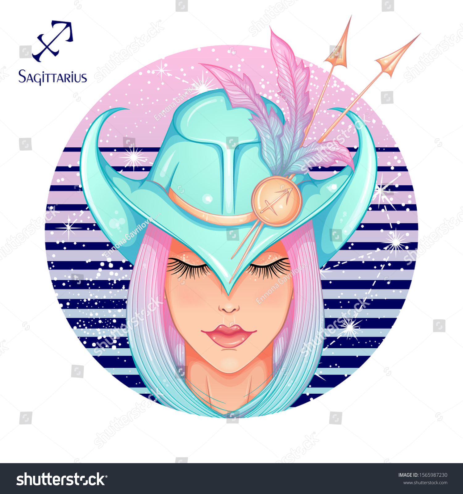 Zodiac Vector Illustration Astrological Sign Sagittarius Stock Vector