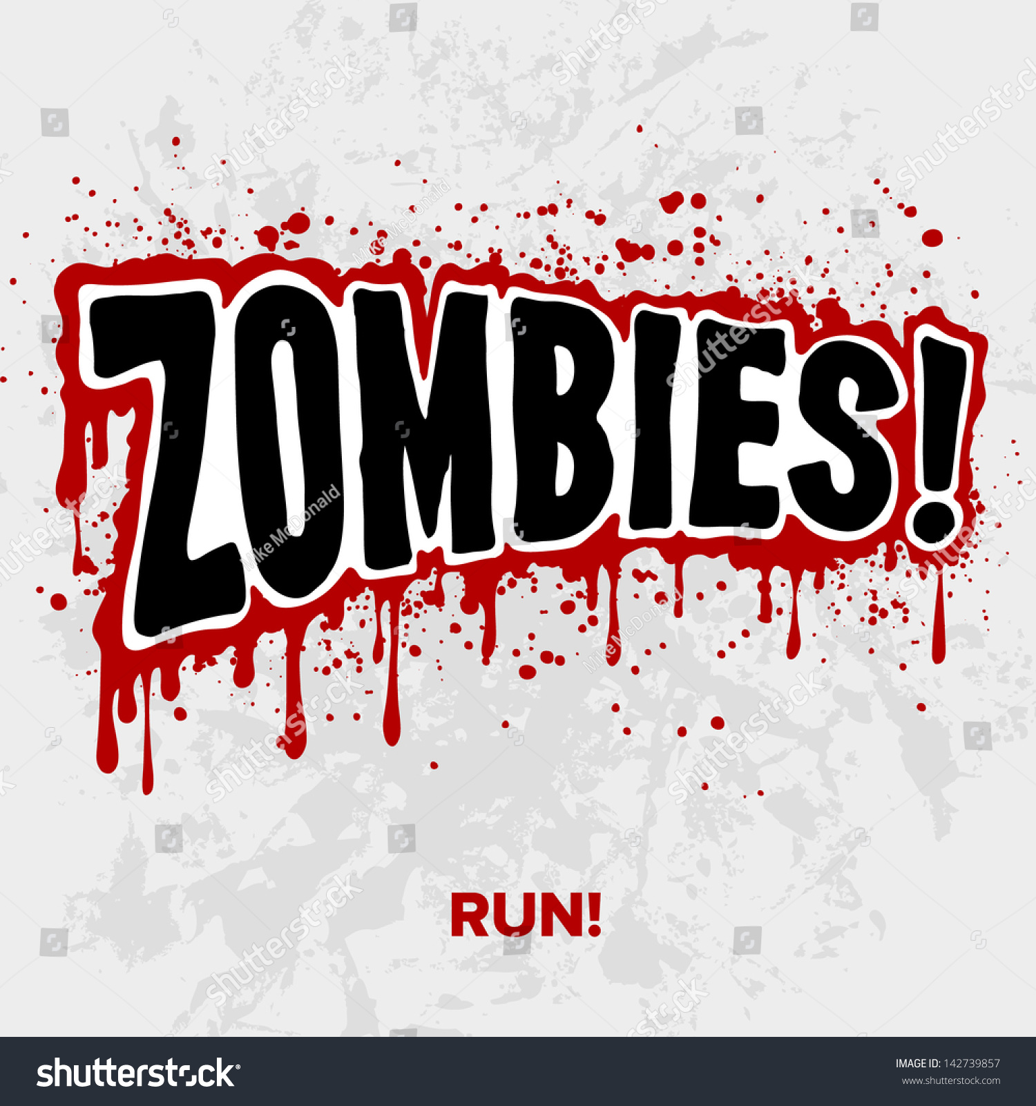 Zombies Text Lettering Illustration Comic Design Stock Vector 142739857