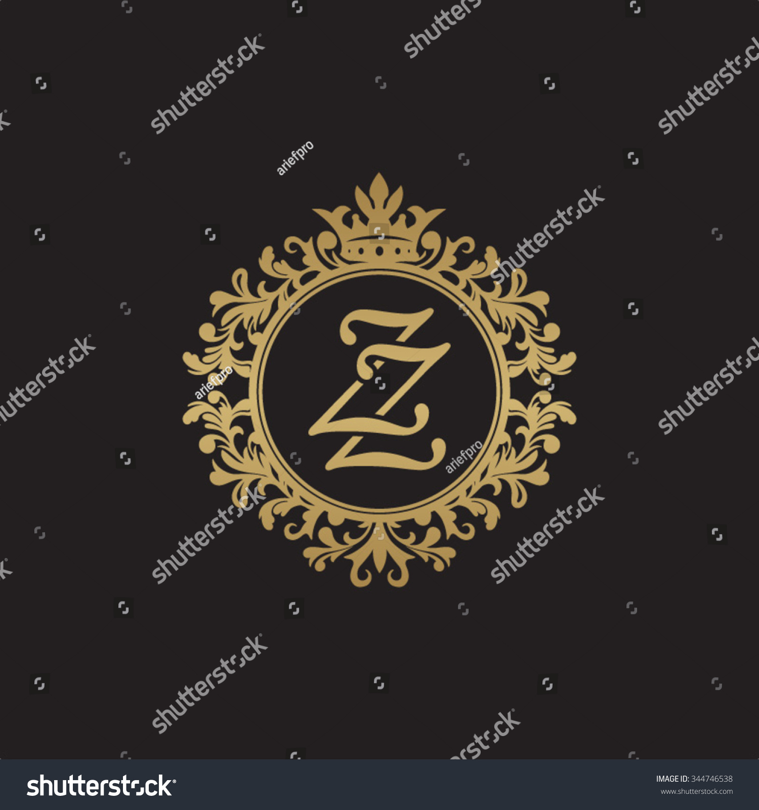 Zz Initial Luxury Ornament Monogram Logo Stock Vector