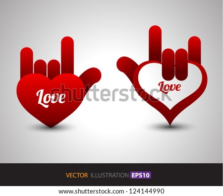 Hand Love vector / for love / valentine\'s day / concept for gift card / about love. / wedding