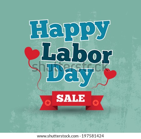 Labor day card vector. text signs.