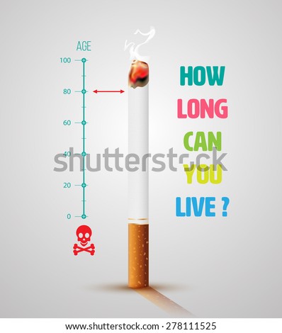 World No Tobacco Day Banner With Cigarette and Message. Stop smoking idea concept, Life ends loading. 