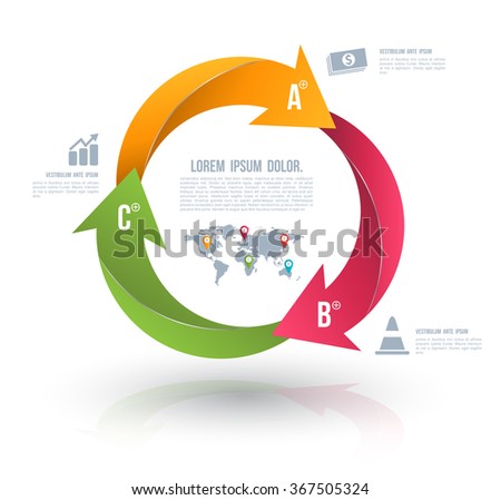 Vector circle arrows for infographic. Template for diagram, graph, presentation and chart. Business concept with 3 options