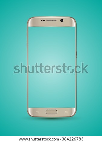 Gold smartphone mockups transparent screen. Vector illustration. Can use for element on printing and web. Place apps, game, website on screen for demo.