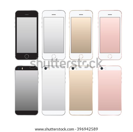 Realistic smartphone front and back set iphon style mockup. Vector illustration. for printing and web element, Game and application mockup.