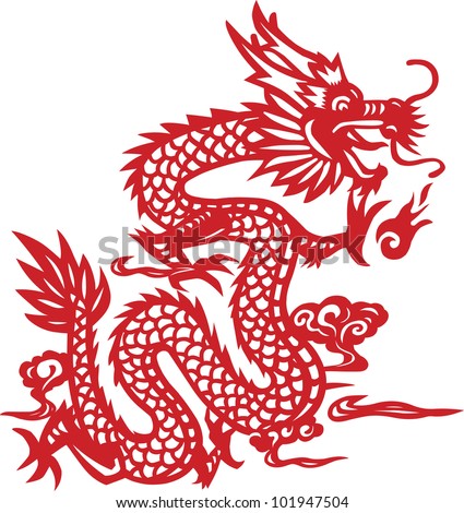 Traditional Chinese dragon paper-cut art