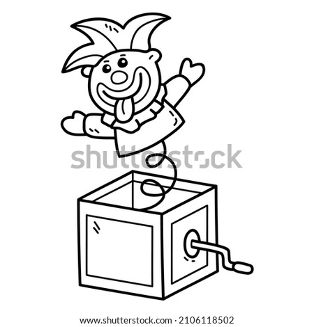 Vector illustration of  outline doodle baby nursery Jack in box  for children, coloring and scrap book