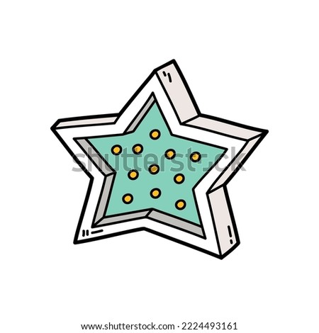 Vector icon illustration of doodle wooden star nightlight 