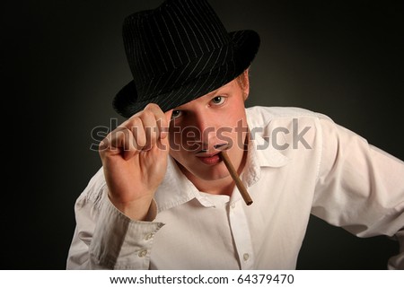 Retro-Styled Gangster Smoking Cigar Stock Photo 64379470 : Shutterstock