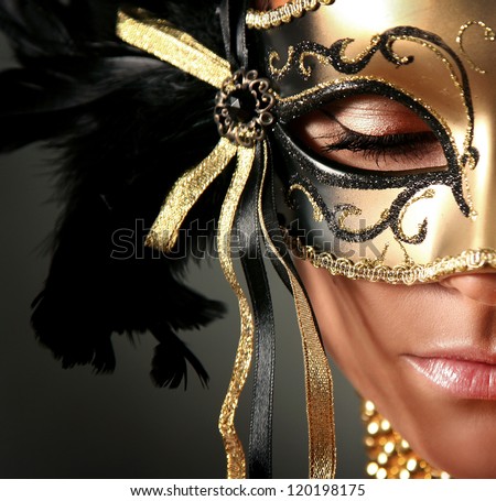 beautiful woman in mysterious mask
