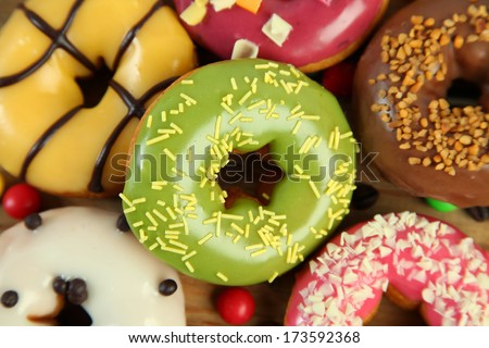 background with sweet bright donuts