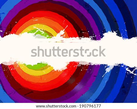 retro background with drawn rainbow circles and text space