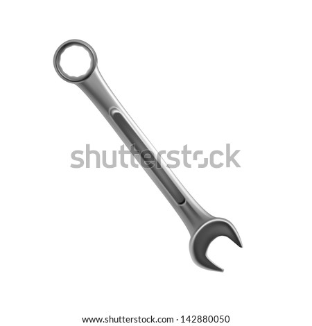 wrench tool spanner steel vector  work equipment hand white metal construction illustration