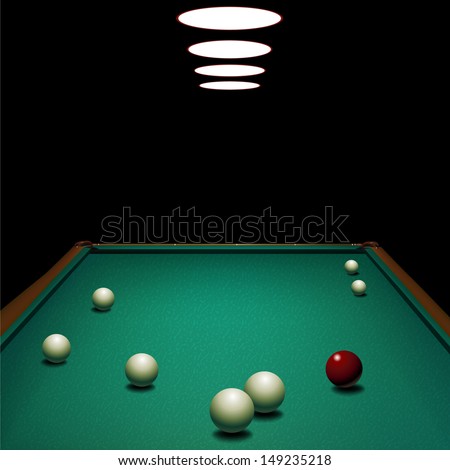 Green billiards table with pool balls for the sport games recreation
