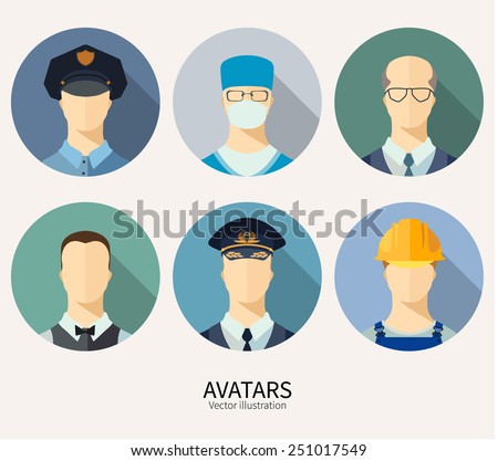Set of avatar icons. Profession people.